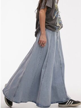 Topshop Full Circle Denim Maxi Skirt
